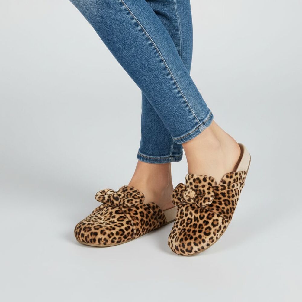 Loeffler Randall Bree VL Plush Velvet Leopard Mules Clogs Studded Bow 8
